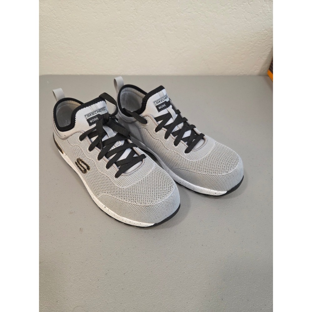 Skechers Women Gray Mesh Work Safety Shoes 8 Comp Toe Memory Foam Slip Resistant